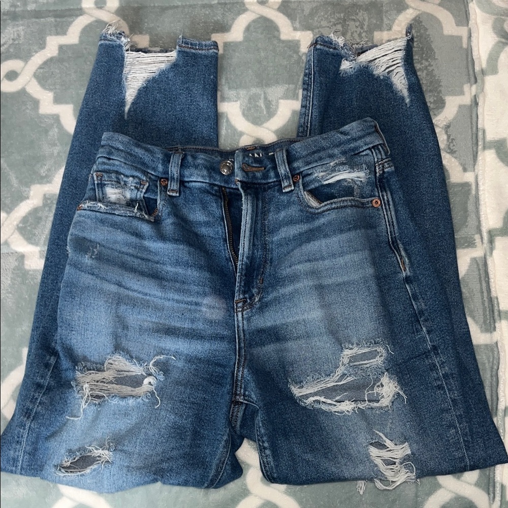 Distressed Blue Jeans